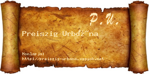 Preiszig Urbána névjegykártya